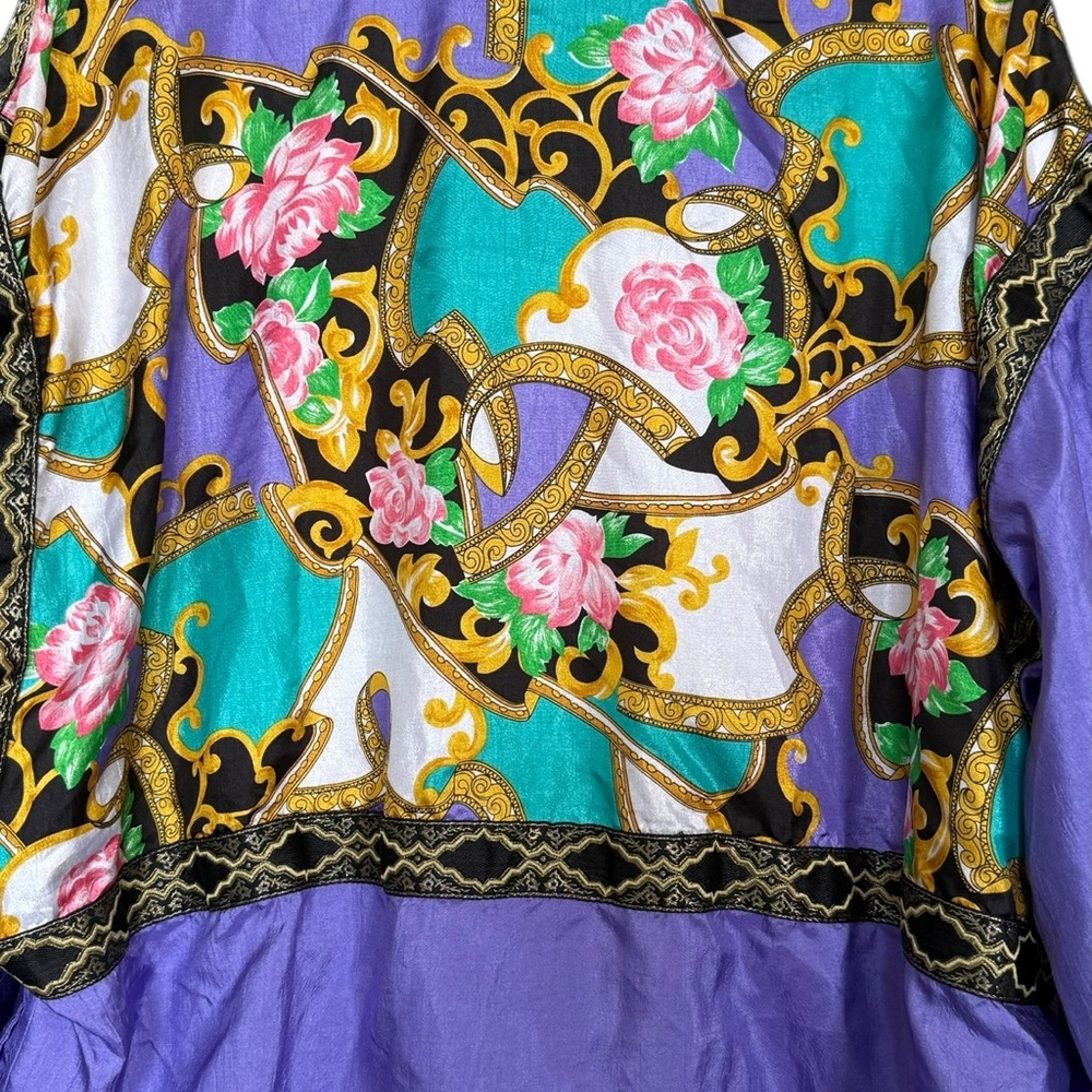 Vintage Indications Purple w Paisley Print Women's Windbreaker Jacket Sz XL Zip - Picture 6 of 8